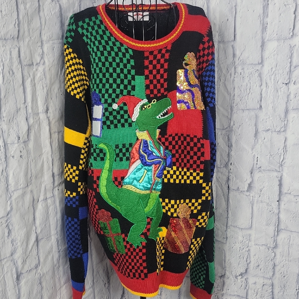 Holiday Time Multicolor Sequined Men's Crewneck‎ Sweater